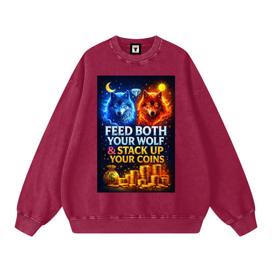 "FEED BOTH YOUR WOLF & STACK UP YOUR COINS" WolfCoin Sweatshirt