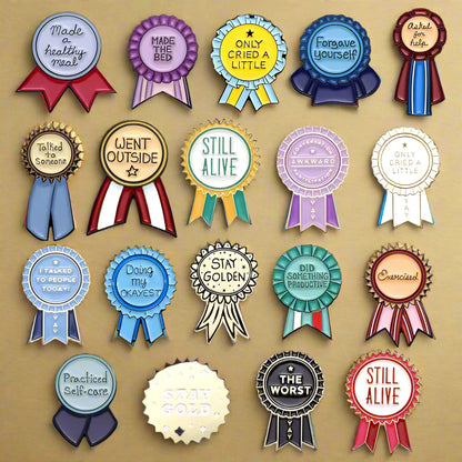 VictoryRibbon Pins - Bold Milestone Badges