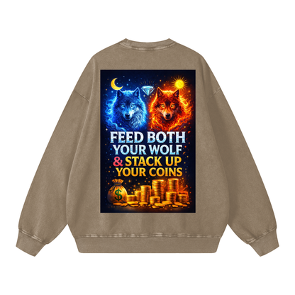 "FEED BOTH YOUR WOLF & STACK UP YOUR COINS" WolfCoin Sweatshirt