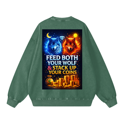 "FEED BOTH YOUR WOLF & STACK UP YOUR COINS" WolfCoin Sweatshirt